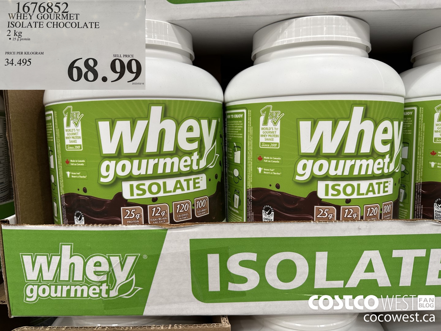 1676852 WHEY GOURMET ISOLATE CHOCOLATE 2 KG $68.99