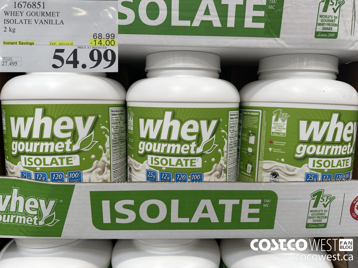 1676851 WHEY GOURMET ISOLATE VANILLA 2 KG ($14.00 INSTANT SAVINGS EXPIRES ON 2023-03-05) $54.99