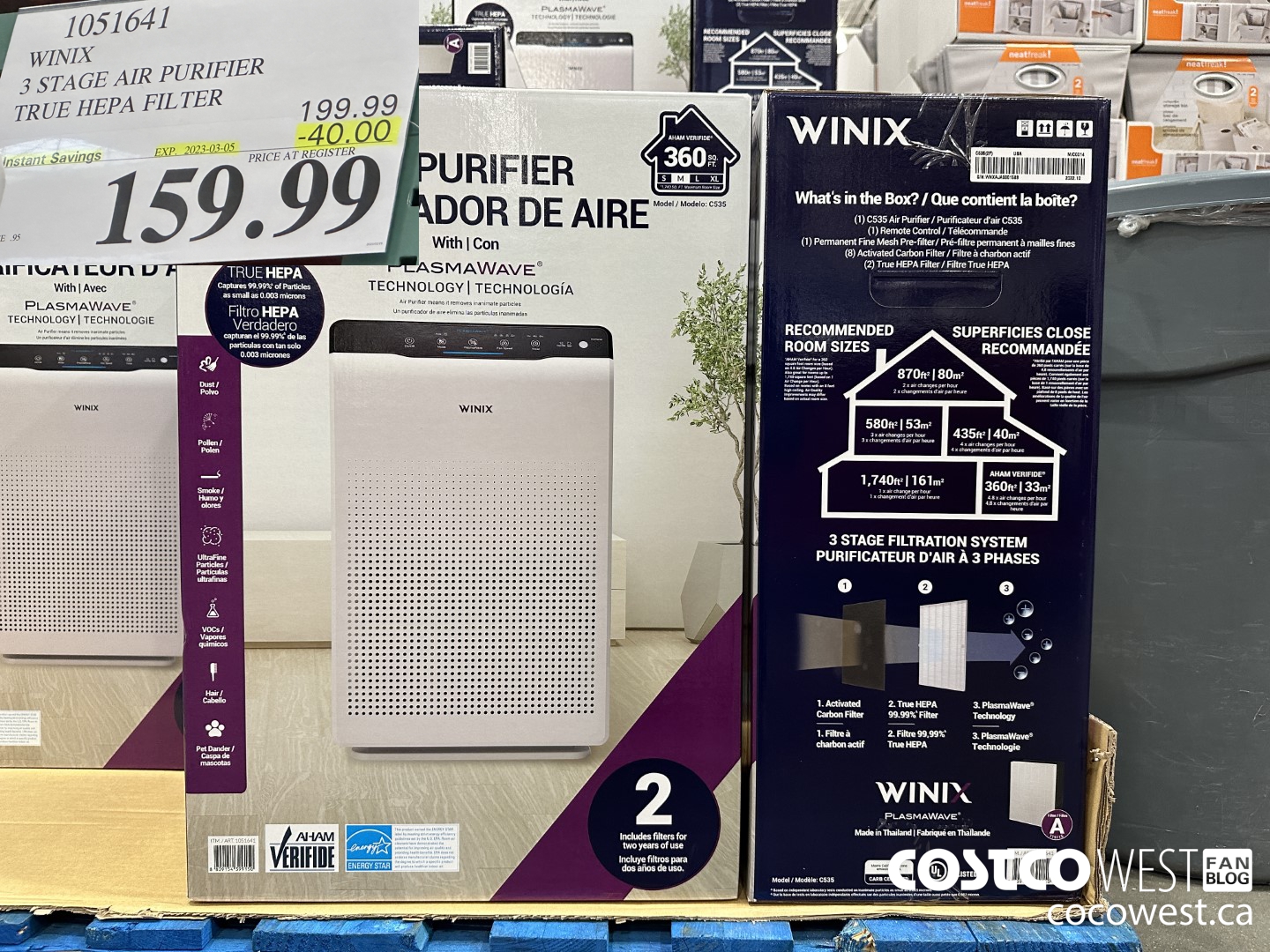 1051641 WINIX 3 STAGE AIR PURIFIER TRUE HEPA FILTER ($40.00 INSTANT SAVINGS EXPIRES ON 2023-03-05) $159.99