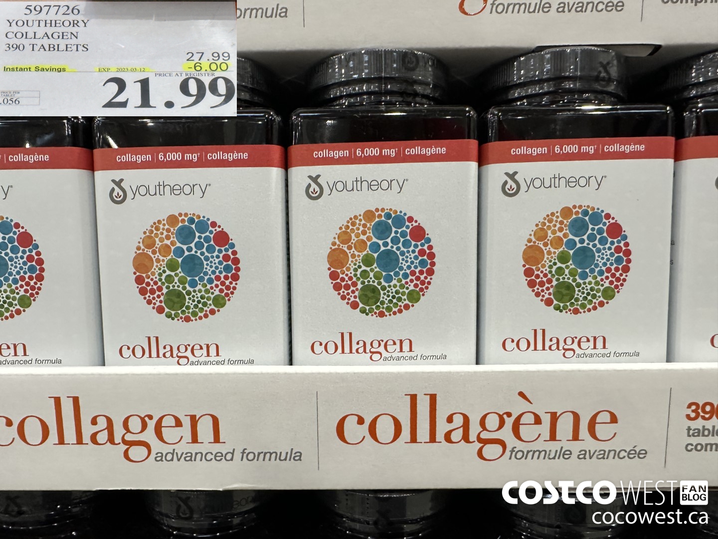 597726 YOUTHEORY COLLAGEN 390 TABLETS ($6.00 INSTANT SAVINGS EXPIRES ON 2023-03-12) $21.99