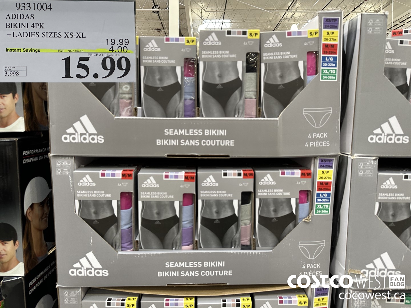 9331004 ADIDAS BIKINI 4PK LADIES SIZES XS-XL ($4.00 INSTANT SAVINGS EXPIRES ON 2023-04-16) $15.99