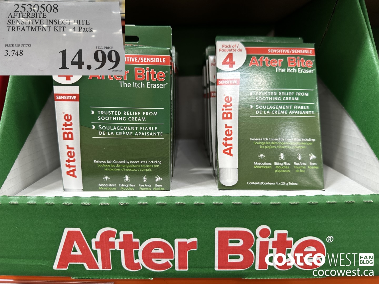 2530508 AFTERBITE SENSITIVE INSECT BITE TREATMENT KIT 4 PACK $14.99