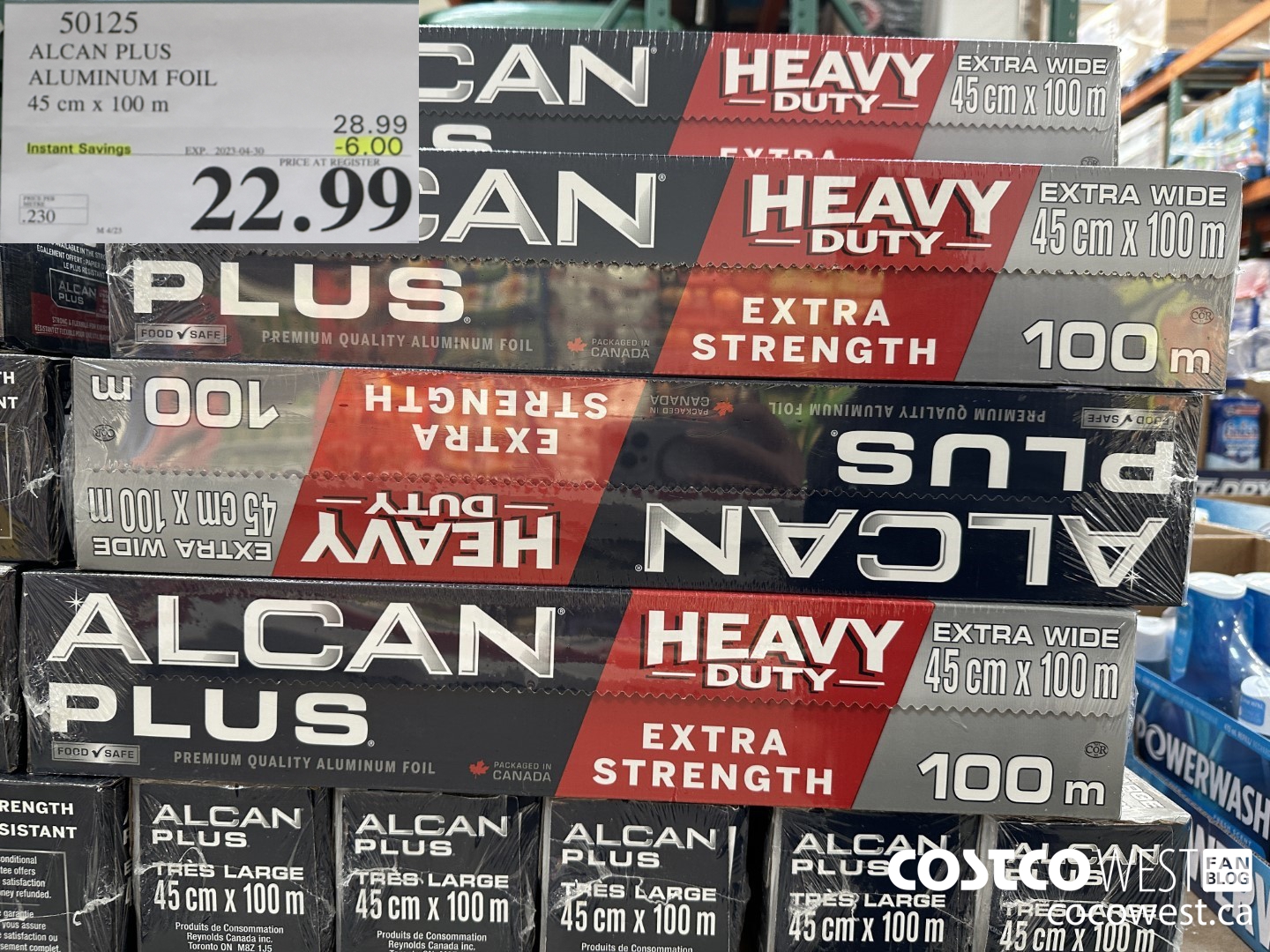 50125 ALCAN PLUS ALUMINUM FOIL 45 CM X 100 M ($6.00 INSTANT SAVINGS EXPIRES ON 2023-04-30) $22.99