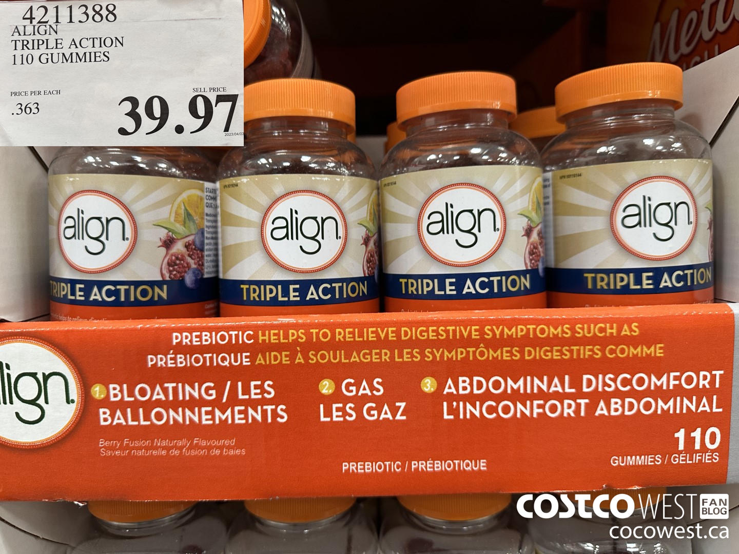 4211388 ALIGN TRIPLE ACTION 100 GUMMIES $39.97