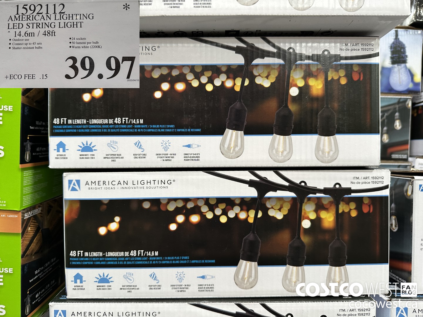 1592112 AMERICAN LIGHTING LED STRING LIGHT 14.6M / 48 FT $39.97