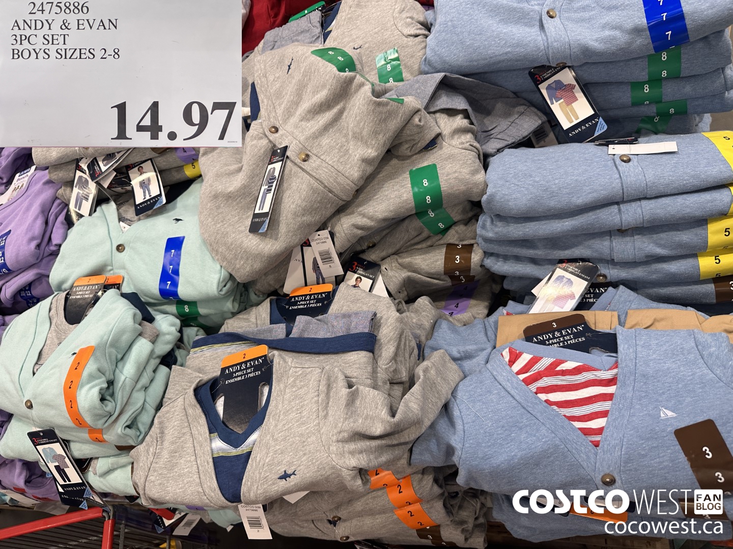 2475886 ANDY & EVAN 3PC SET BOYS SIZES 2-8 $14.97