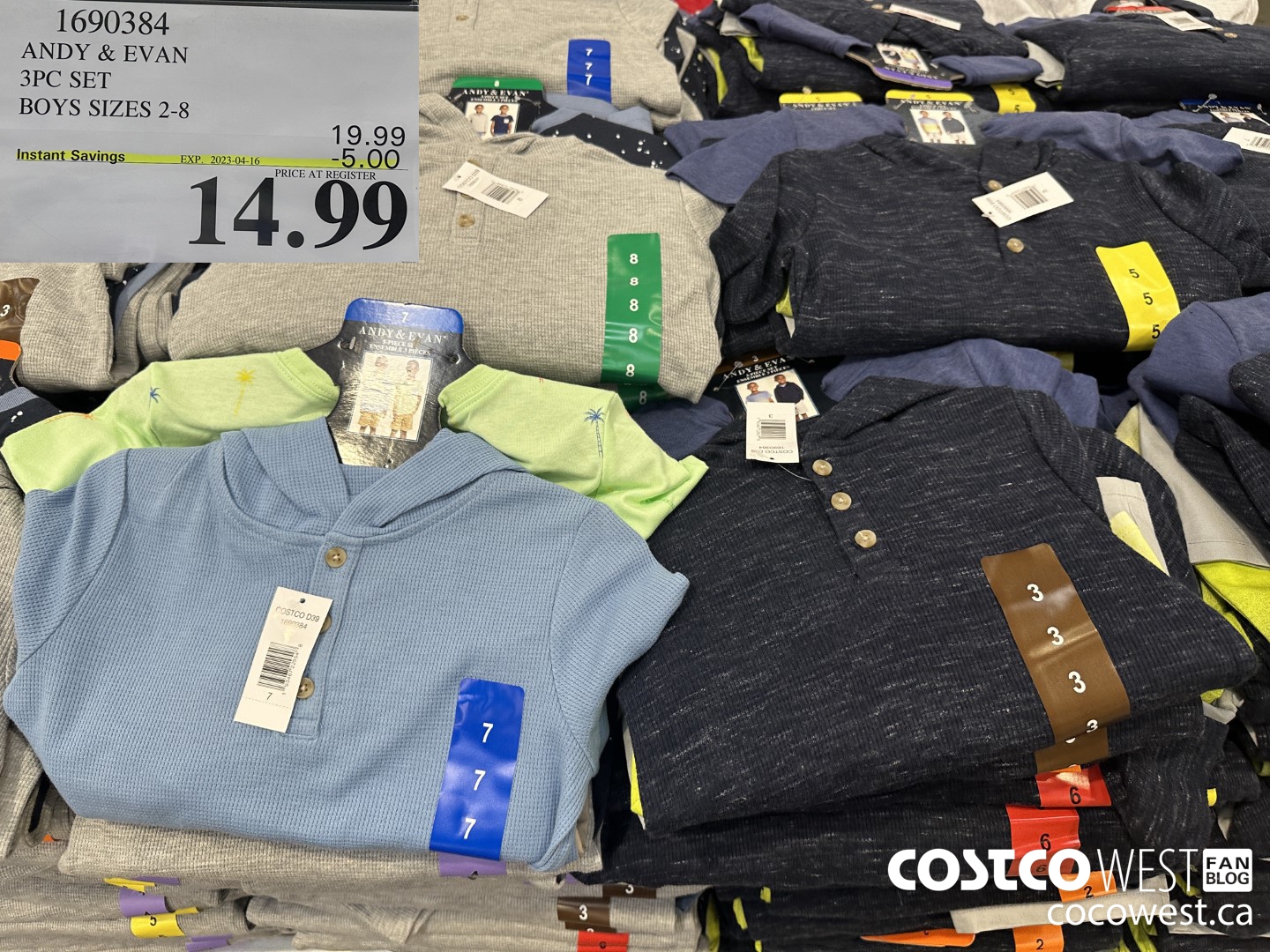 1690384 ANDY & EVAN 3PC SET BOYS SIZES 2-8 ($5.00 INSTANT SAVINGS EXPIRES ON 2023-04-16) $14.99