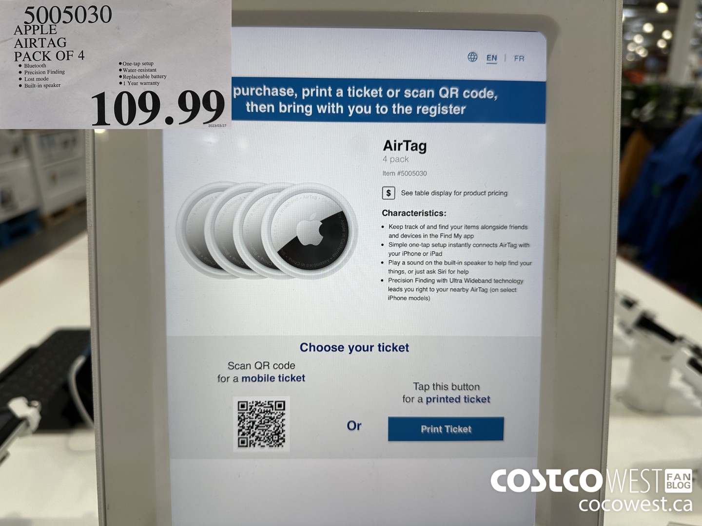 5005030 APPLE AIRTAG PACK OF 4 $109.99