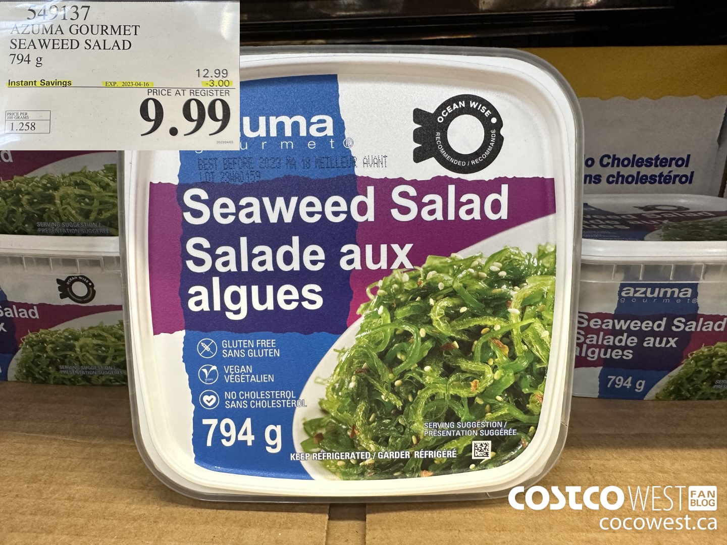 549137 AZUMA GOURMET SEAWEED SALAD 794 G ($3.00 INSTANT SAVINGS EXPIRES ON 2023-04-16) $9.99