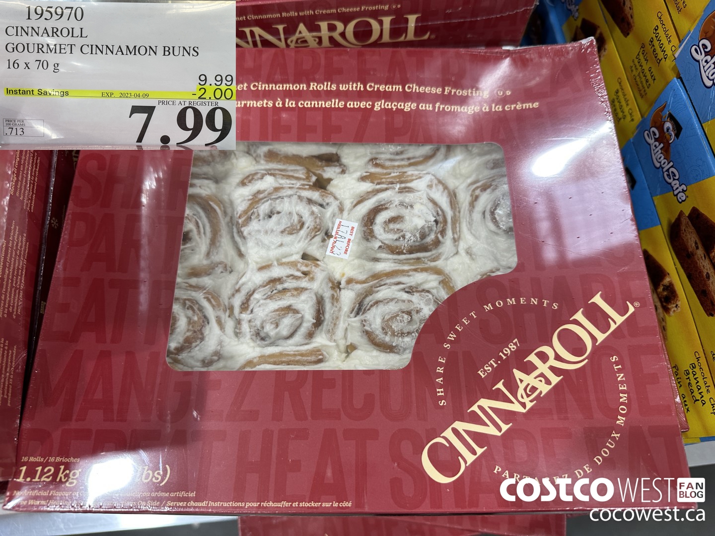 195970 BAKER BOYS GOURMET CINNAMON BUNS PACK OF 16 x 70 g ($2.00 INSTANT SAVINGS EXPIRES ON 2023-04-09) $7.99