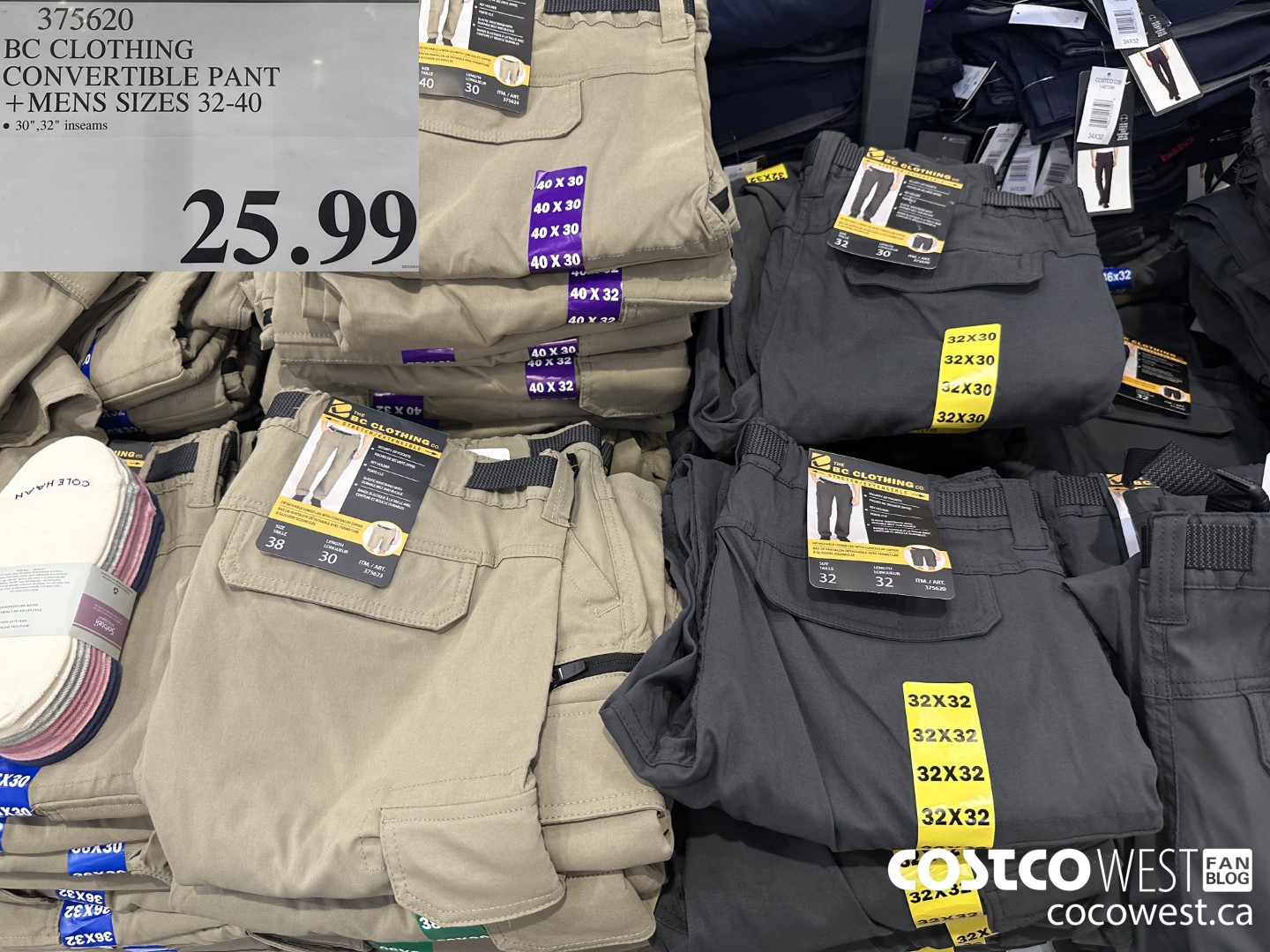 375620 BC CLOTHING CONVERTIBLE PANT MENS SIZES 32-40 $25.99