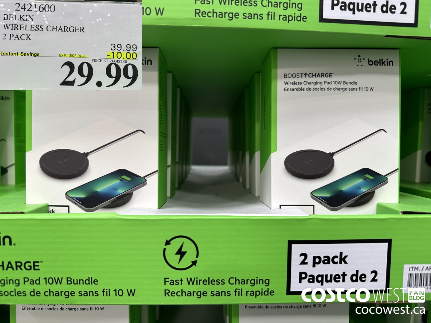 2421600 BELKIN WIRELESS CHARGER 2-PACK ($10.00 INSTANT SAVINGS EXPIRES ON 2023-04-20) $29.99