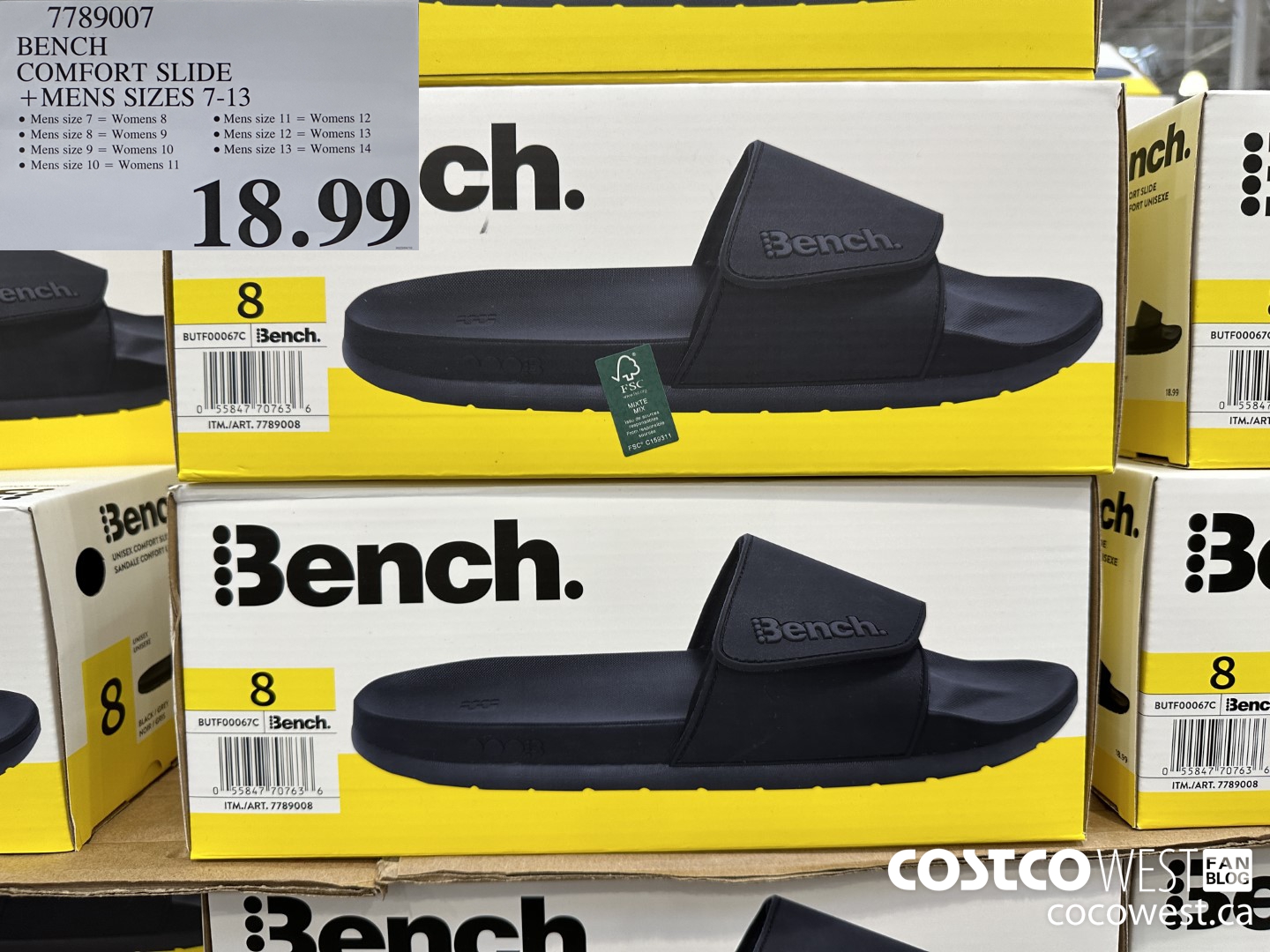 7789007 BENCH COMFORT SLIDE MENS SIZES 7-13 $18.99