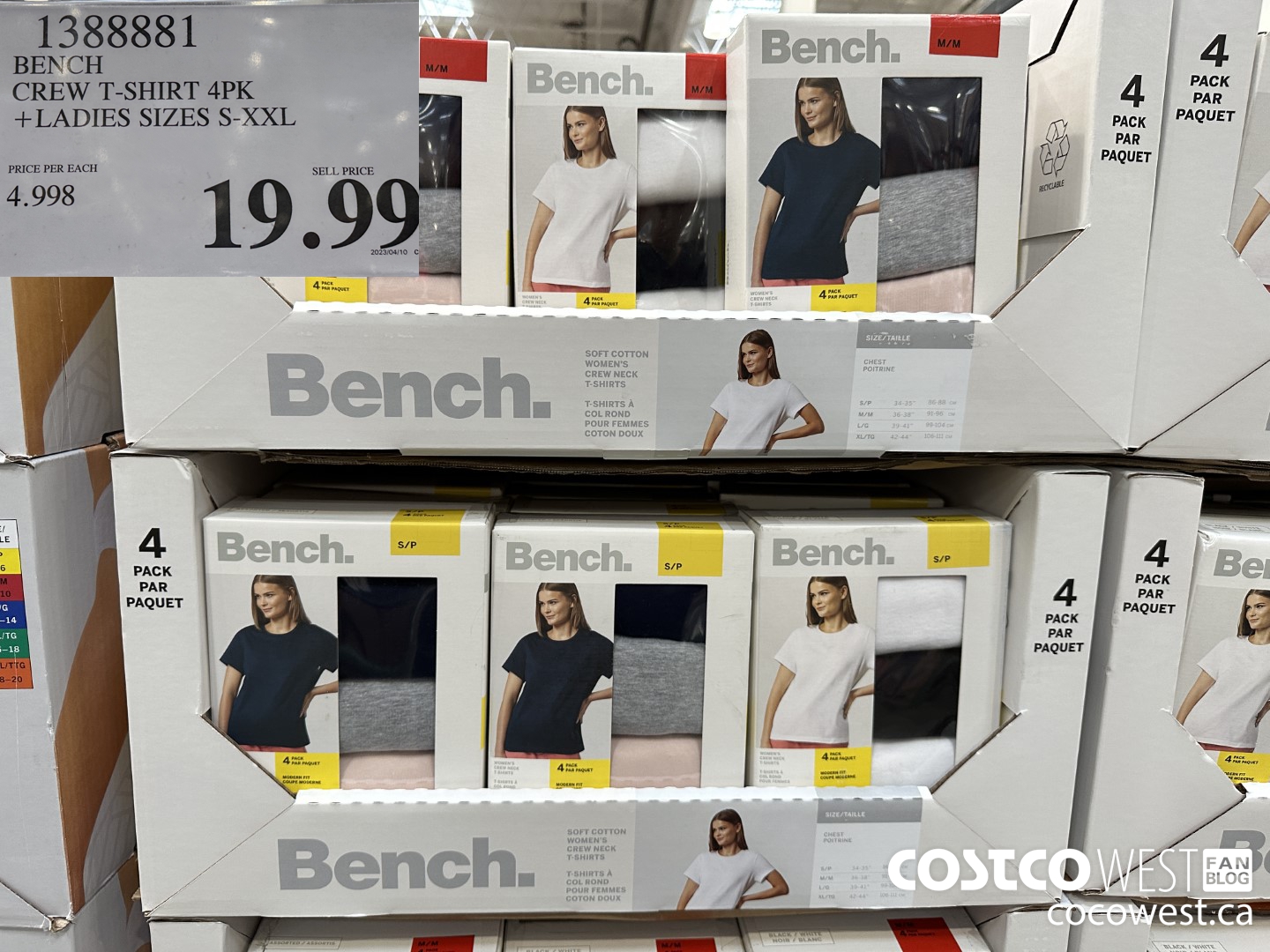 1388881 BENCH CREW TSHIRT 4PK LADIES SIZES S-XXL $19.99