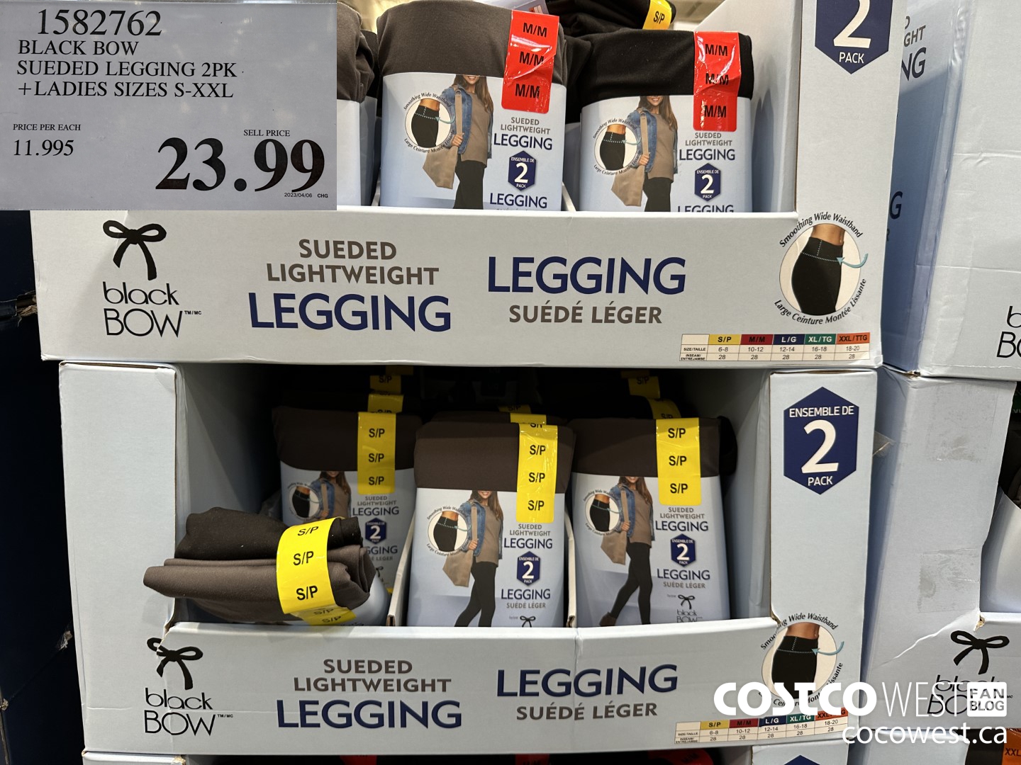 1582762 BLACK BOW SUEDED LEGGING 2PK LADIES SIZES S-XXL $23.99