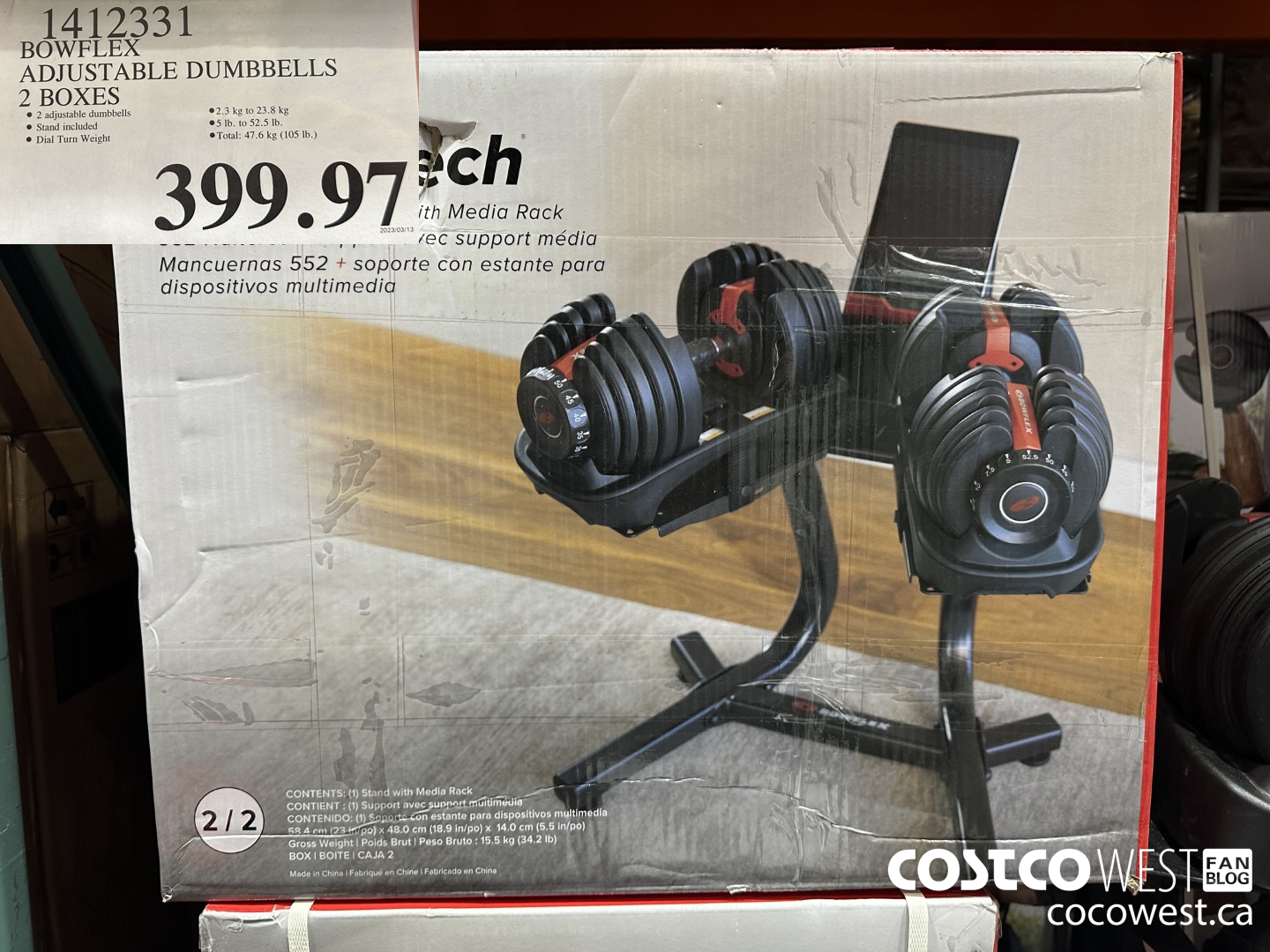 1412331 BOWFLEX ADJUSTABLE DUMBBELLS 2 BOXES  $399.97