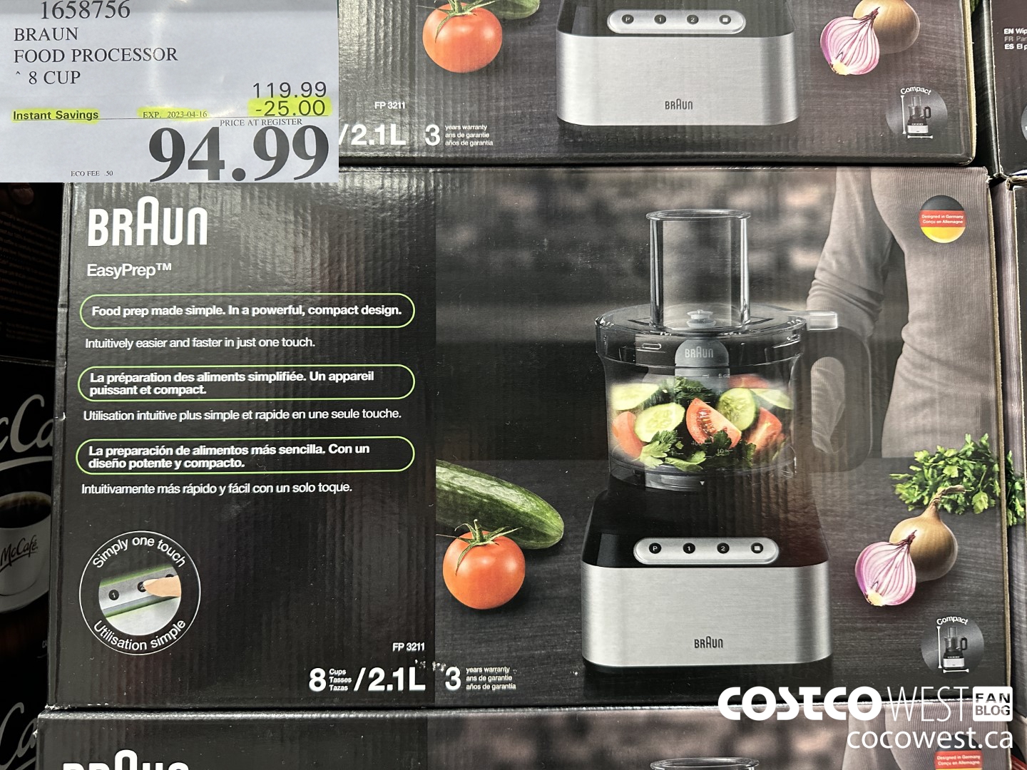 1658756 BRAUN 8 CUP FOOD PROCESSOR ($25.00 INSTANT SAVINGS EXPIRES ON 2023-04-16) $94.99