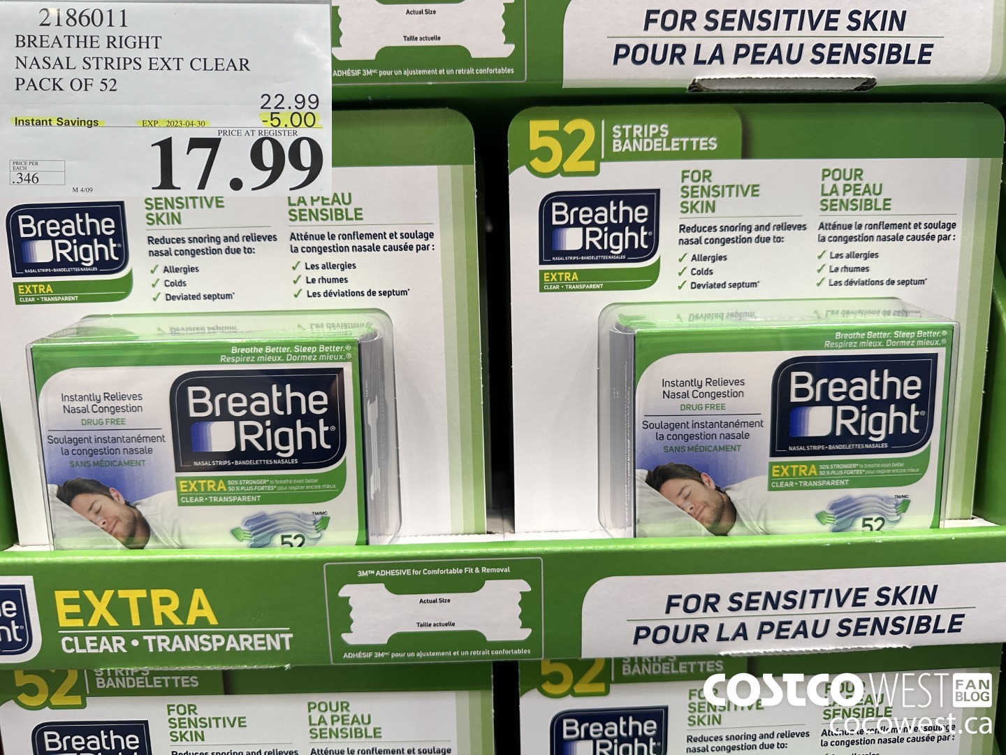 2186011 BREATHE RIGHT NASAL STRIPS EXT CLEAR PACK OF 52 ($5.00 INSTANT SAVINGS EXPIRES ON 2023-04-30) $17.99