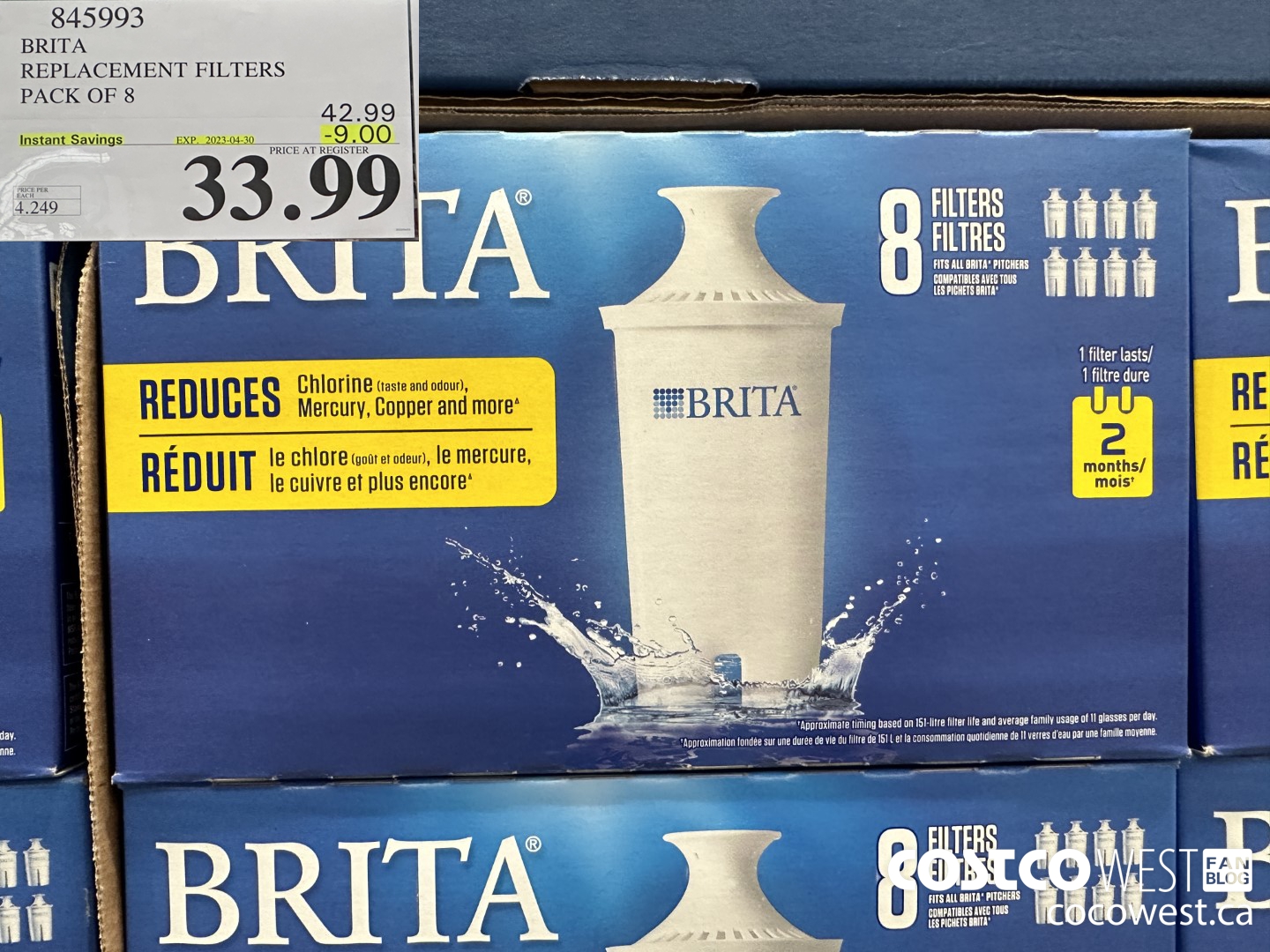 845993 BRITA REPLACEMENT FILTERS PACK OF 8 ($9.00 INSTANT SAVINGS EXPIRES ON 2023-04-30) $33.99