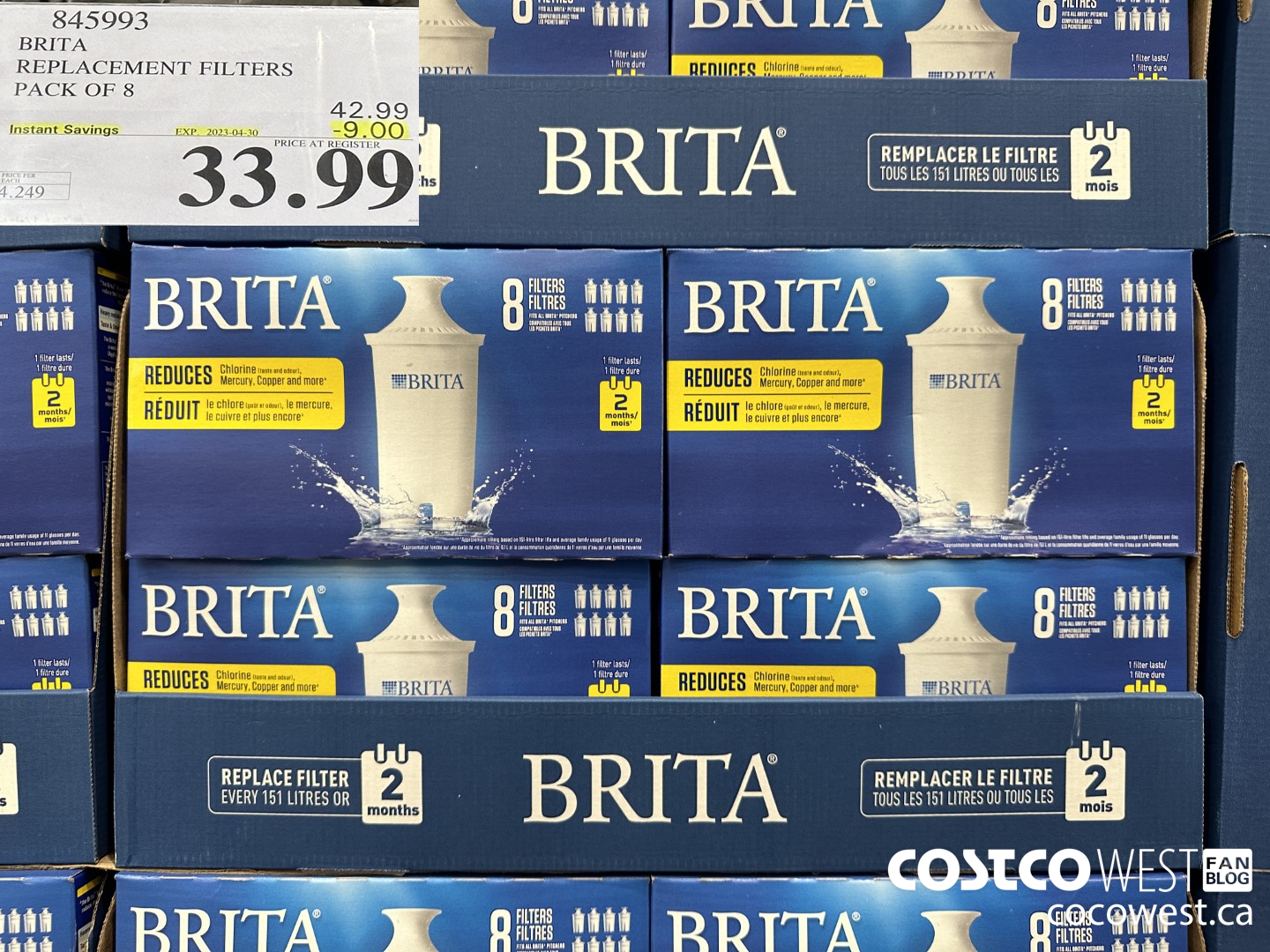 845993 BRITA REPLACEMENT FILTERS PACK OF 8 ($9.00 INSTANT SAVINGS EXPIRES ON 2023-04-30) $33.99