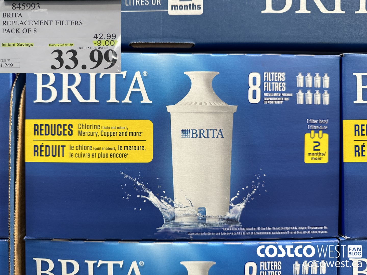 845993 BRITA REPLACEMENT FILTERS PACK OF 8 ($9.00 INSTANT SAVINGS EXPIRES ON 2023-04-30) $33.99
