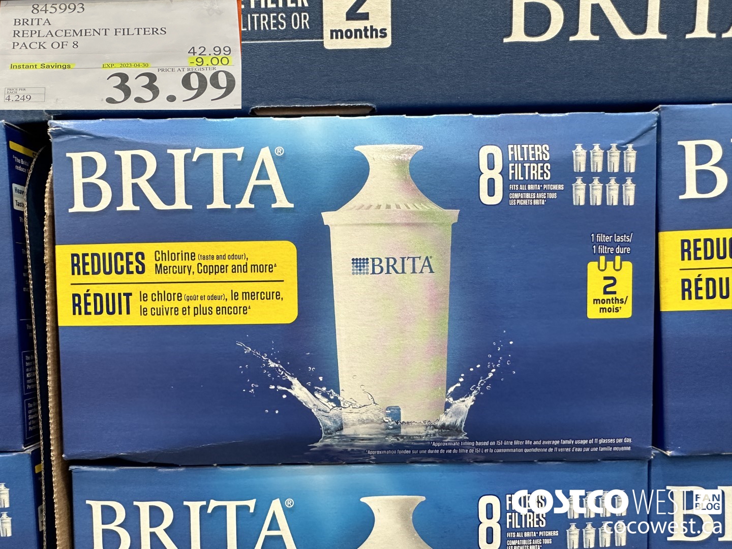 845993 BRITA REPLACEMENT FILTERS PACK OF 8 ($9.00 INSTANT SAVINGS EXPIRES ON 2023-04-30) $33.99