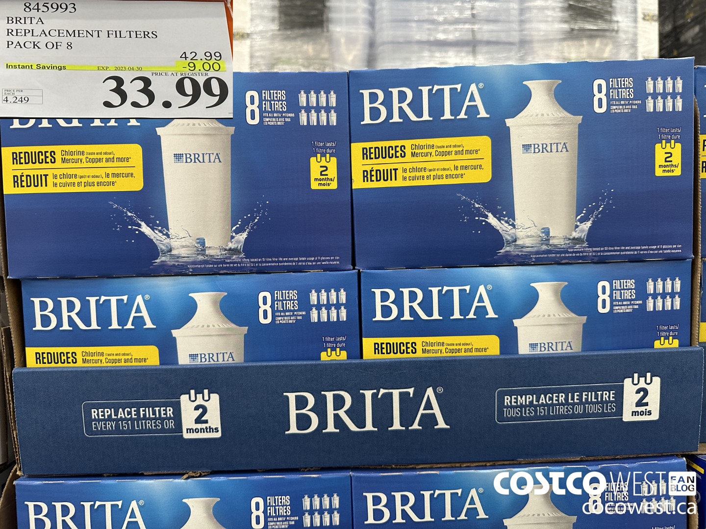 845993 BRITA REPLACEMENT FILTERS PACK OF 8 ($9.00 INSTANT SAVINGS EXPIRES ON 2023-04-30) $33.99