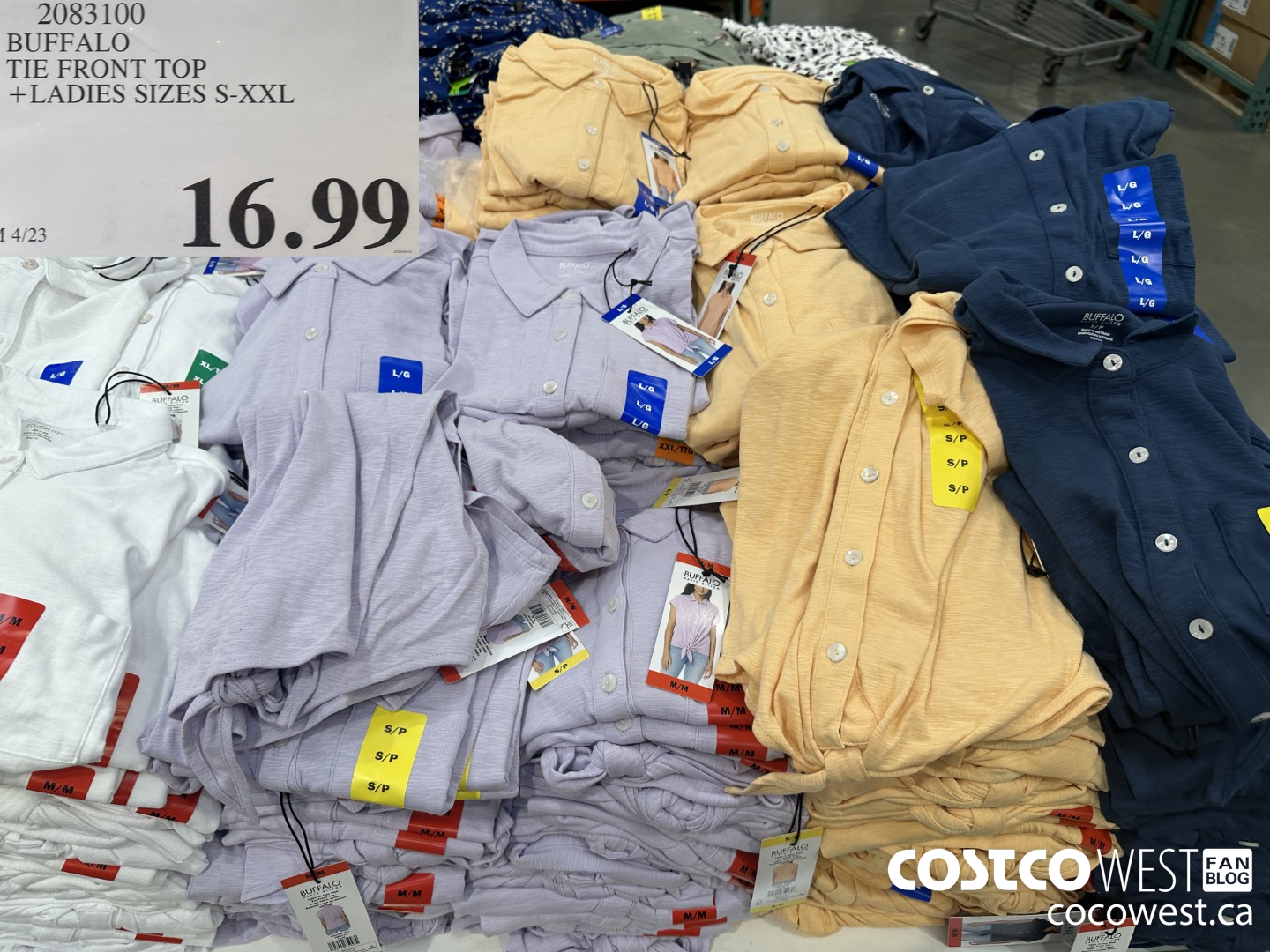 2083100 BUFFALO TIE FRONT TOP LADIES SIZES S-XXL $16.99