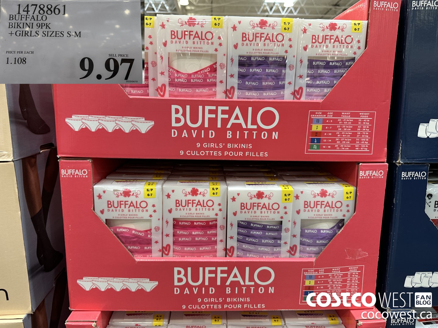 1478861 BUFFALO UNDERWEAR 9PK GIRLS SIZES S-M $9.97