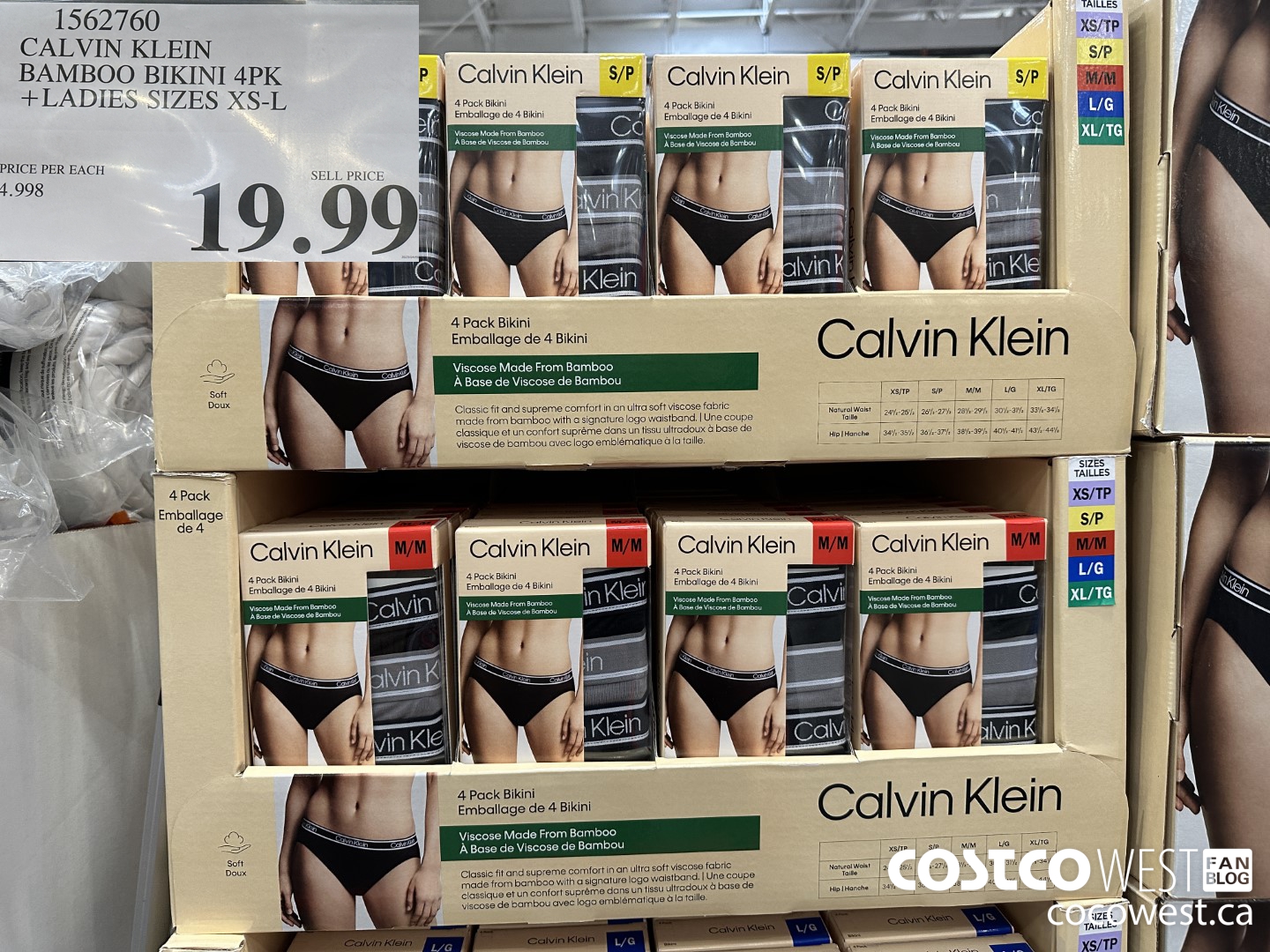 1562760 CALVIN KLEIN BAMBOO BIKINI 4PK LADIES SIZES XS-L $19.99