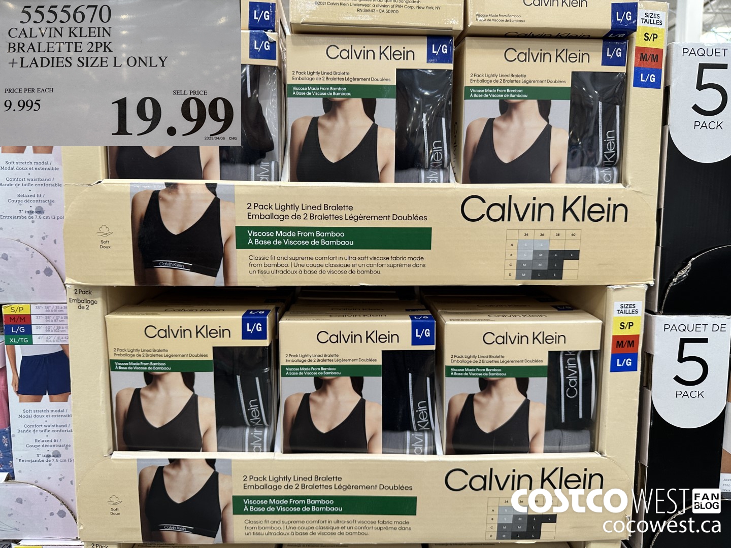 5555670 CALVIN KLEIN BRALETTE 2PK LADIES SIZE L ONLY $19.99