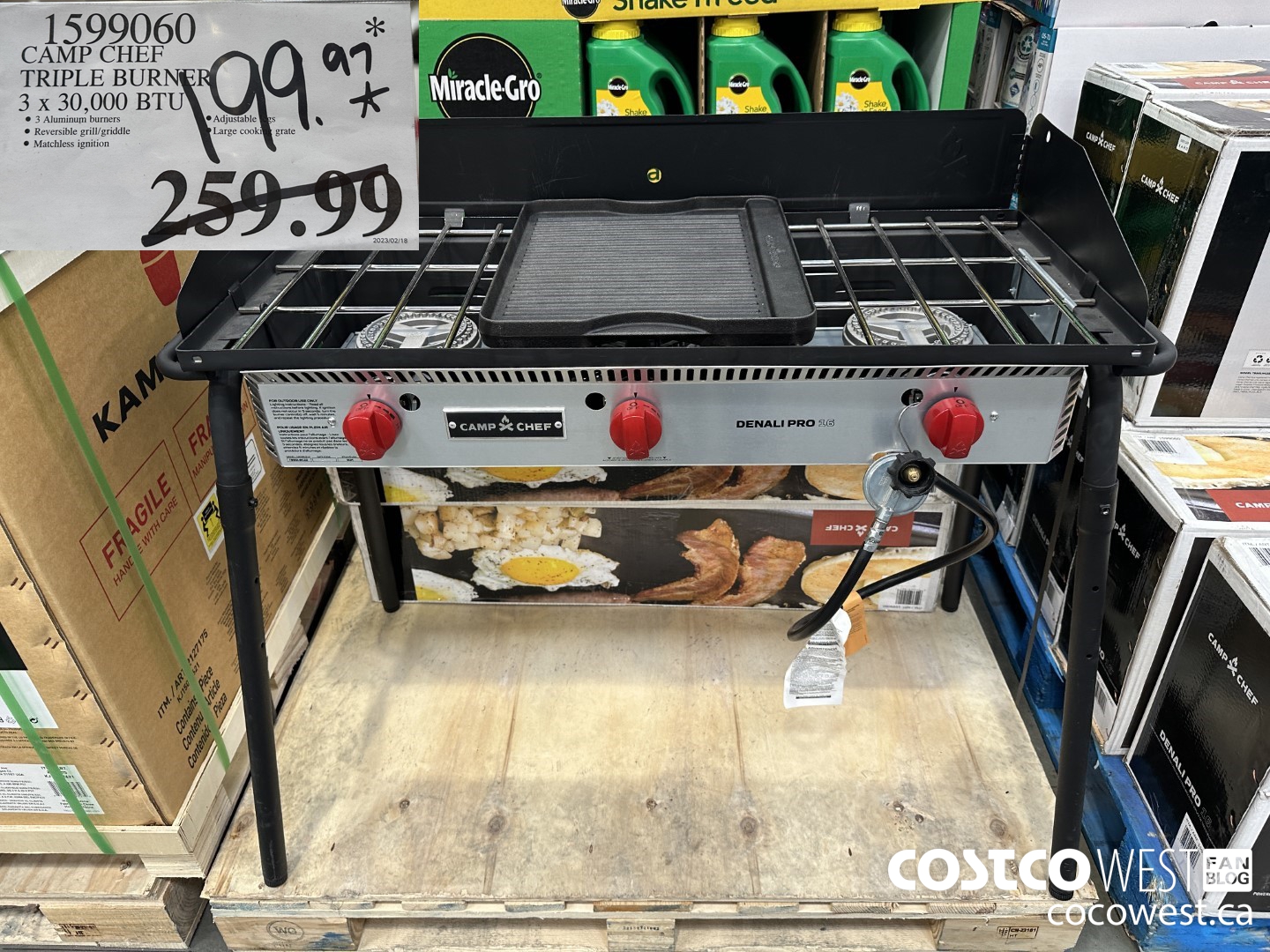 1599060 CAMP CHEF TRIPLE BURNER 3 x 30,000 BTU $199.97