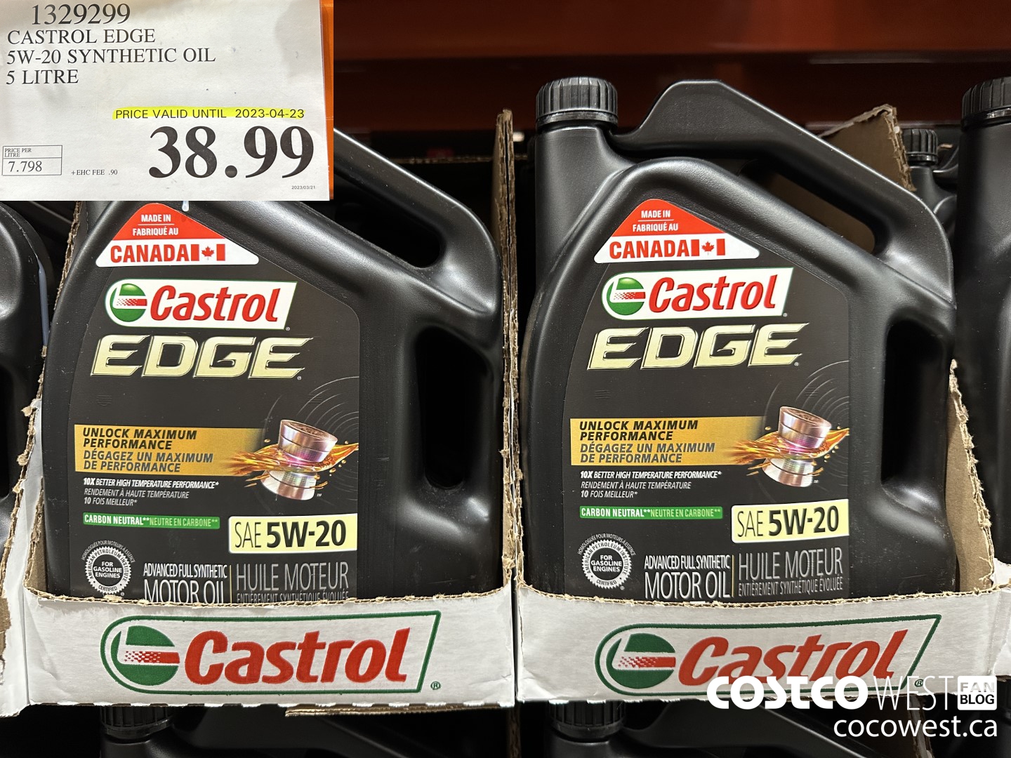 1329299 CASTROL EDGE 5W20 SYNTHETIC OIL 5 LITRE (EXPIRES ON 2023-04-23) $38.99
