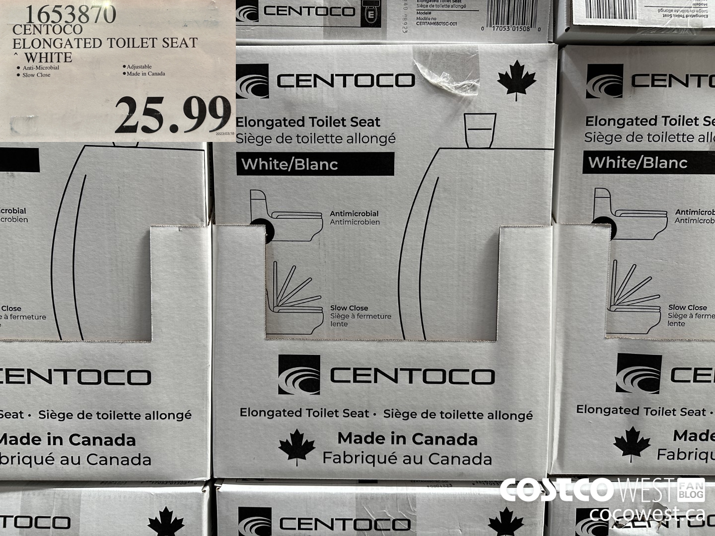 1653870 CENTOCO ELONGATED TOILET SEAT WHITE $25.99