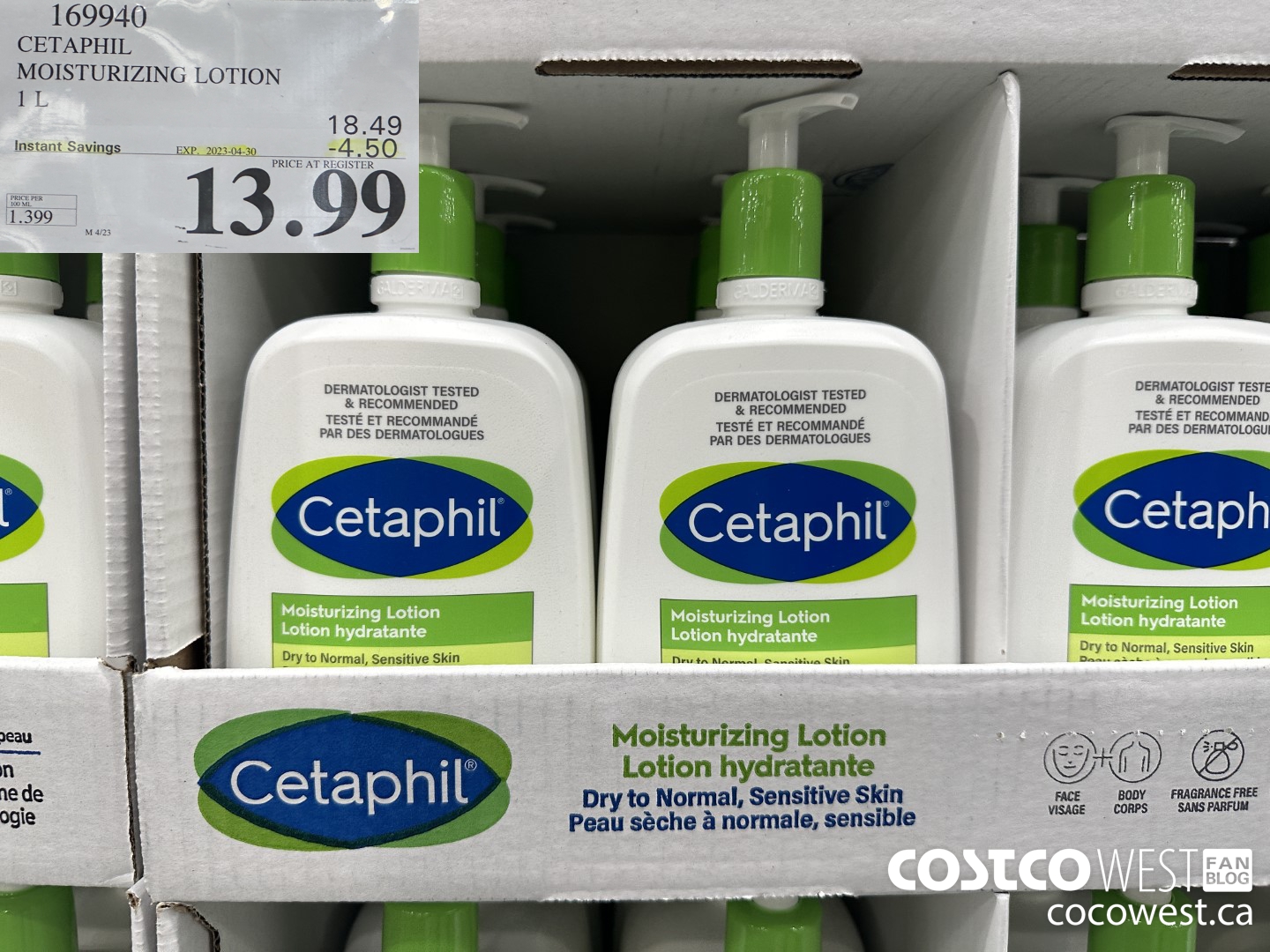 169940 CETAPHIL MOISTURIZING LOTION 1L ($4.50 INSTANT SAVINGS EXPIRES ON 2023-04-30) $13.99