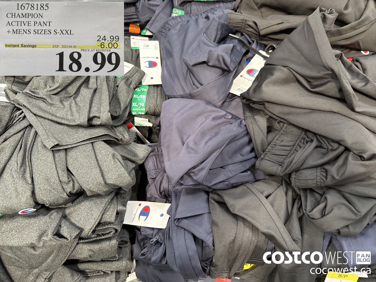 1678185 CHAMPION ACTIVE PANT MENS SIZES S-XXL ($6.00 INSTANT SAVINGS EXPIRES ON 2023-04-30) $18.99