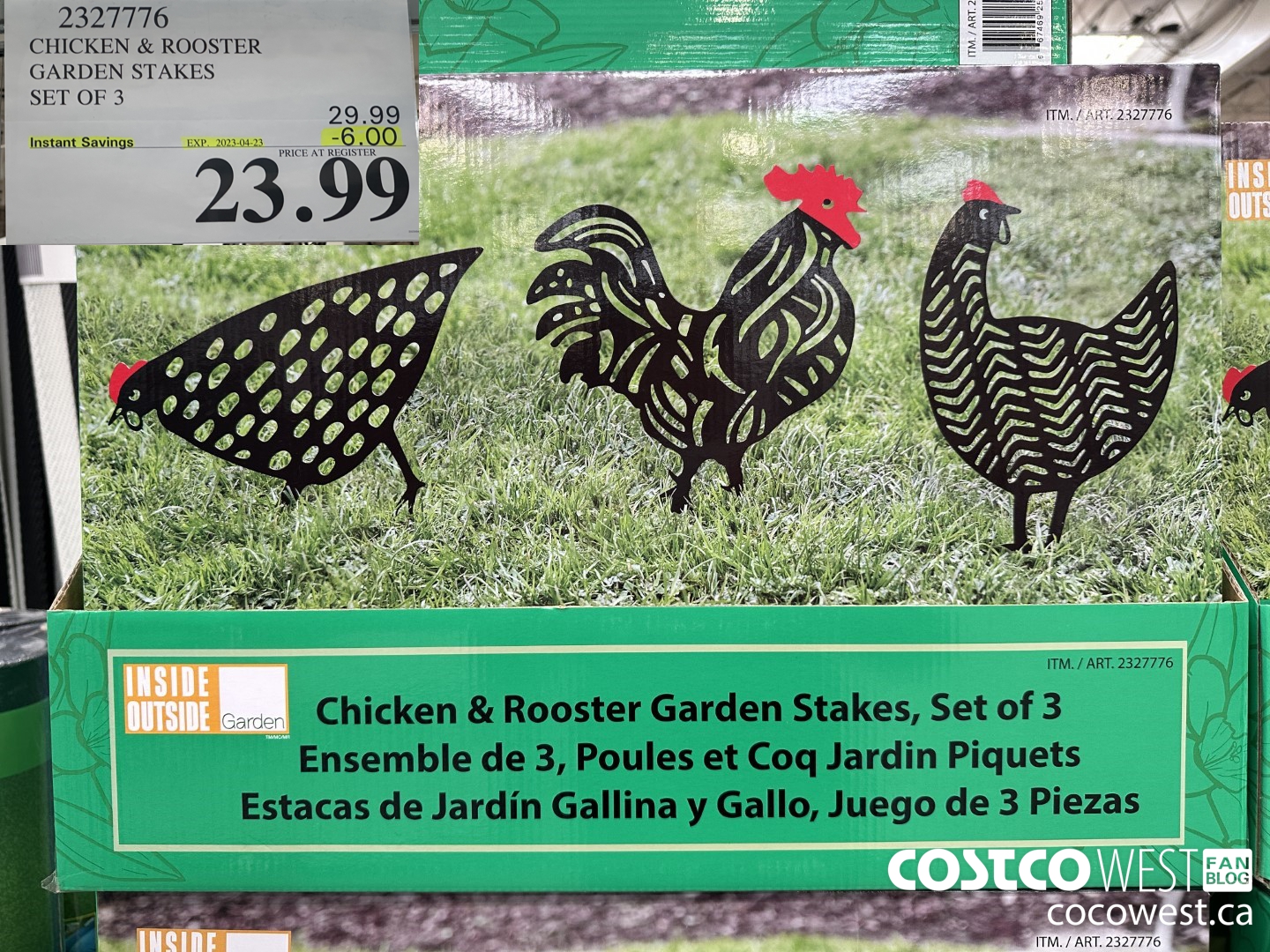 2327776 CHICKEN & ROOSTER GARDEN STAKES SET OF 3 ($6.00 INSTANT SAVINGS EXPIRES ON 2023-04-23) $23.99