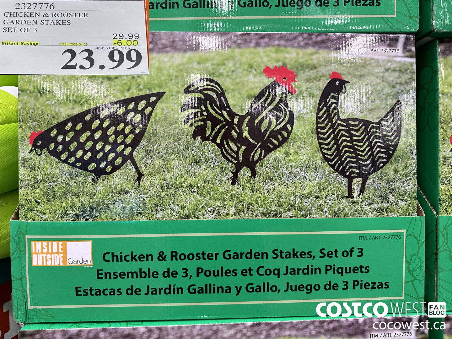 2327776 CHICKEN & ROOSTER GARDEN STAKES SET OF 3 ($6.00 INSTANT SAVINGS EXPIRES ON 2023-04-23) $23.99