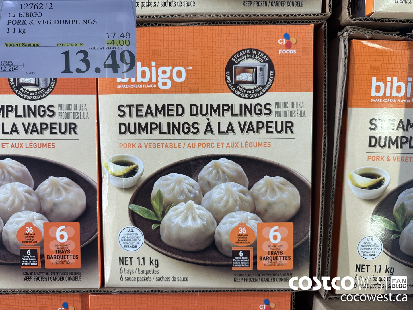 1276212 CJ BIBIGO PORK & VEG DUMPLINGS 1.12KG ($4.00 INSTANT SAVINGS EXPIRES ON 2023-04-30) $13.49