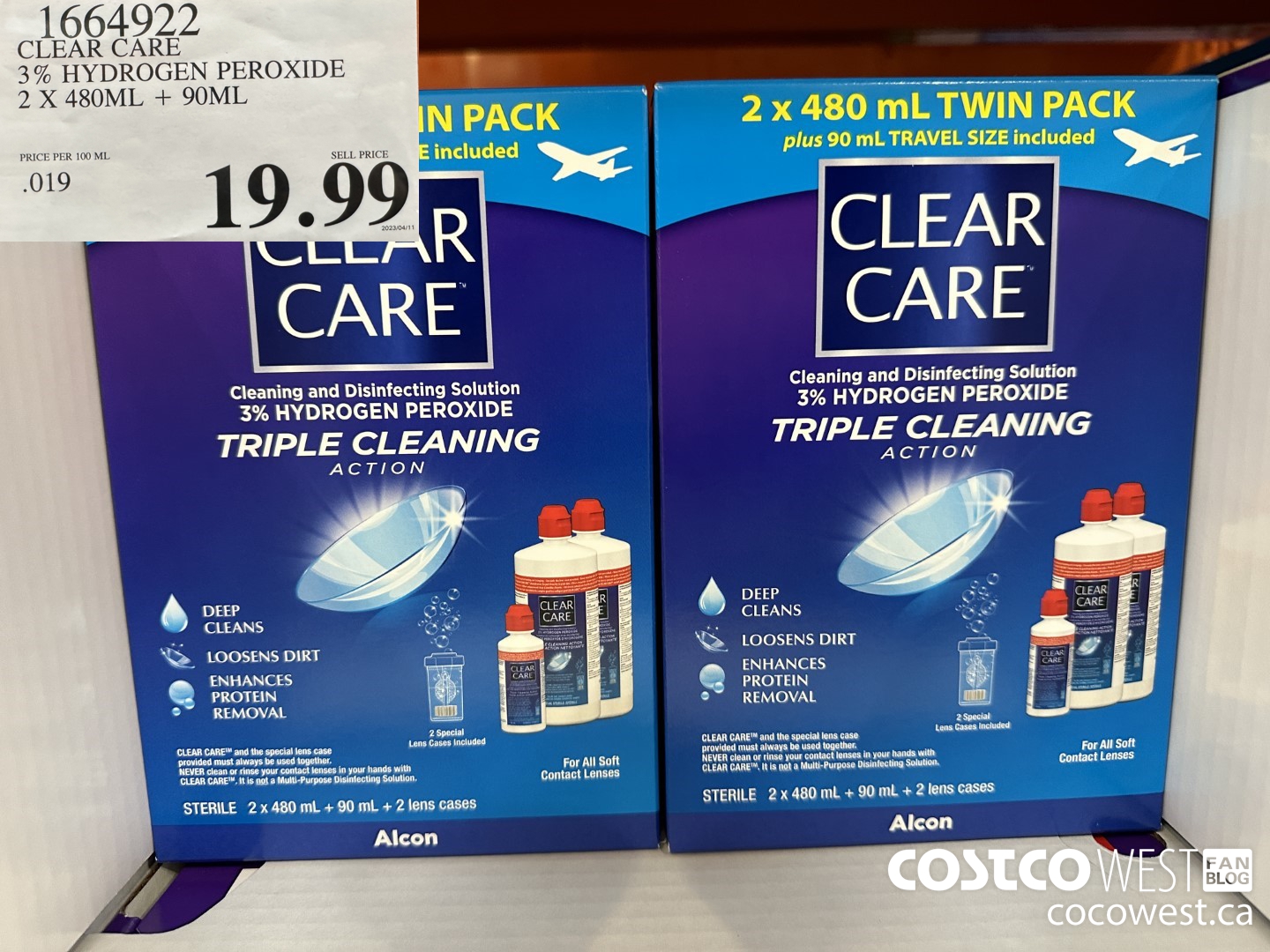 1664922 CLEAR CARE 3% HYDROGEN PEROXIDE 2 X 480ML + 90 ML $19.99