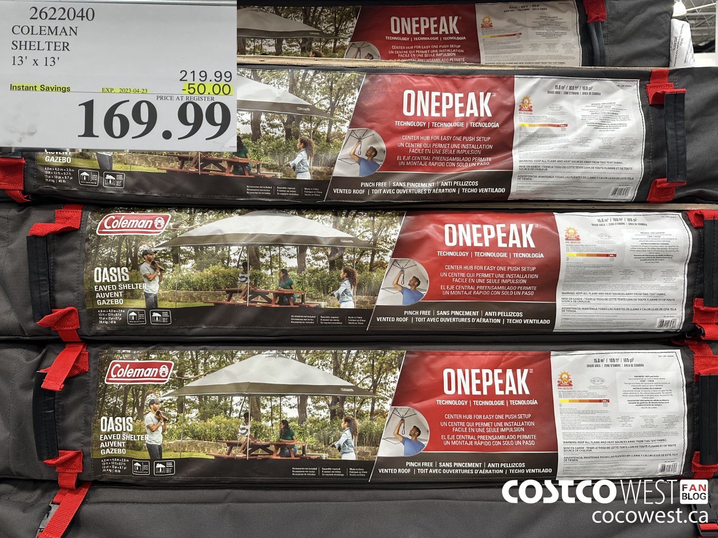 2622040 COLEMAN SHELTER 13' x 13'  ($50.00 INSTANT SAVINGS EXPIRES ON 2023-04-23) $169.99