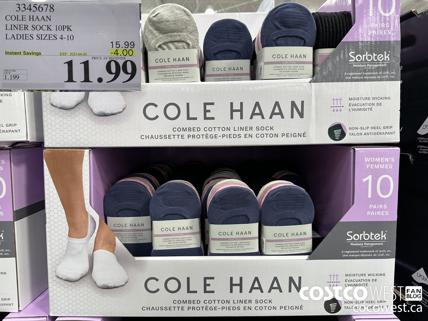 3345678 COLE HAAN LINER SOCK 10PK LADIES SIZES 4-10 ($4.00 INSTANT SAVINGS EXPIRES ON 2023-04-30) $11.99