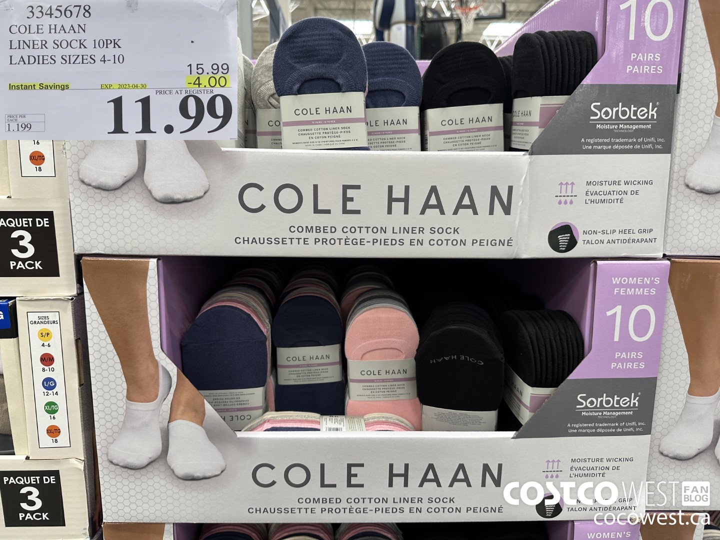 3345678 COLE HAAN LINER SOCK 10PK LADIES SIZES 4-10 ($4.00 INSTANT SAVINGS EXPIRES ON 2023-04-30) $11.99