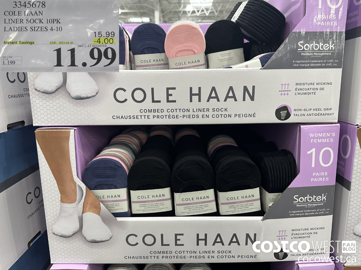 3345678 COLE HAAN LINER SOCK 10PK LADIES SIZES 4-10 ($4.00 INSTANT SAVINGS EXPIRES ON 2023-04-30) $11.99