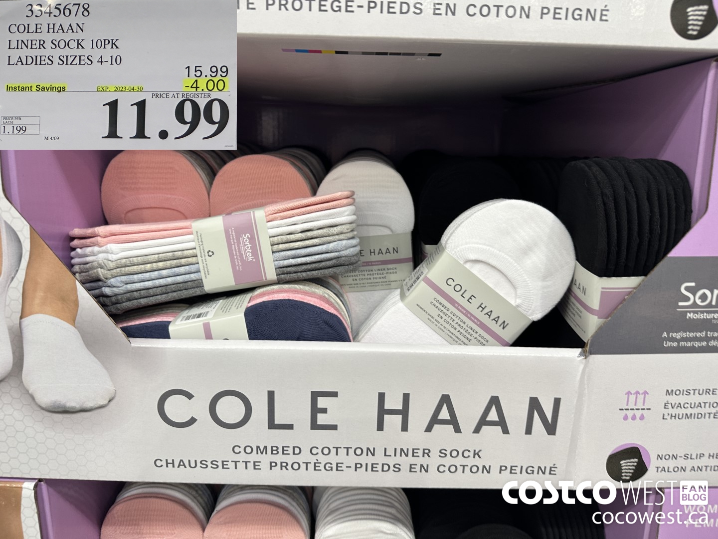 3345678 COLE HAAN NO SHOW SOCK 10PK LADIES SIZES 4-10 ($4.00 INSTANT SAVINGS EXPIRES ON 2023-04-30) $11.99