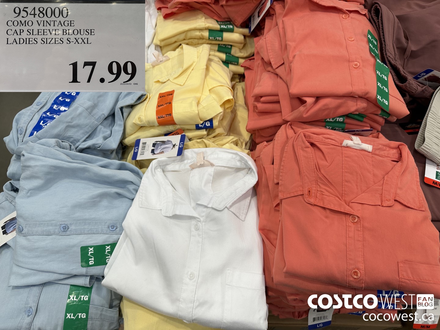 9548000 COMO VINTAGE CAP SLEEVE BLOUSE LADIES SIZES S-XXL $17.99