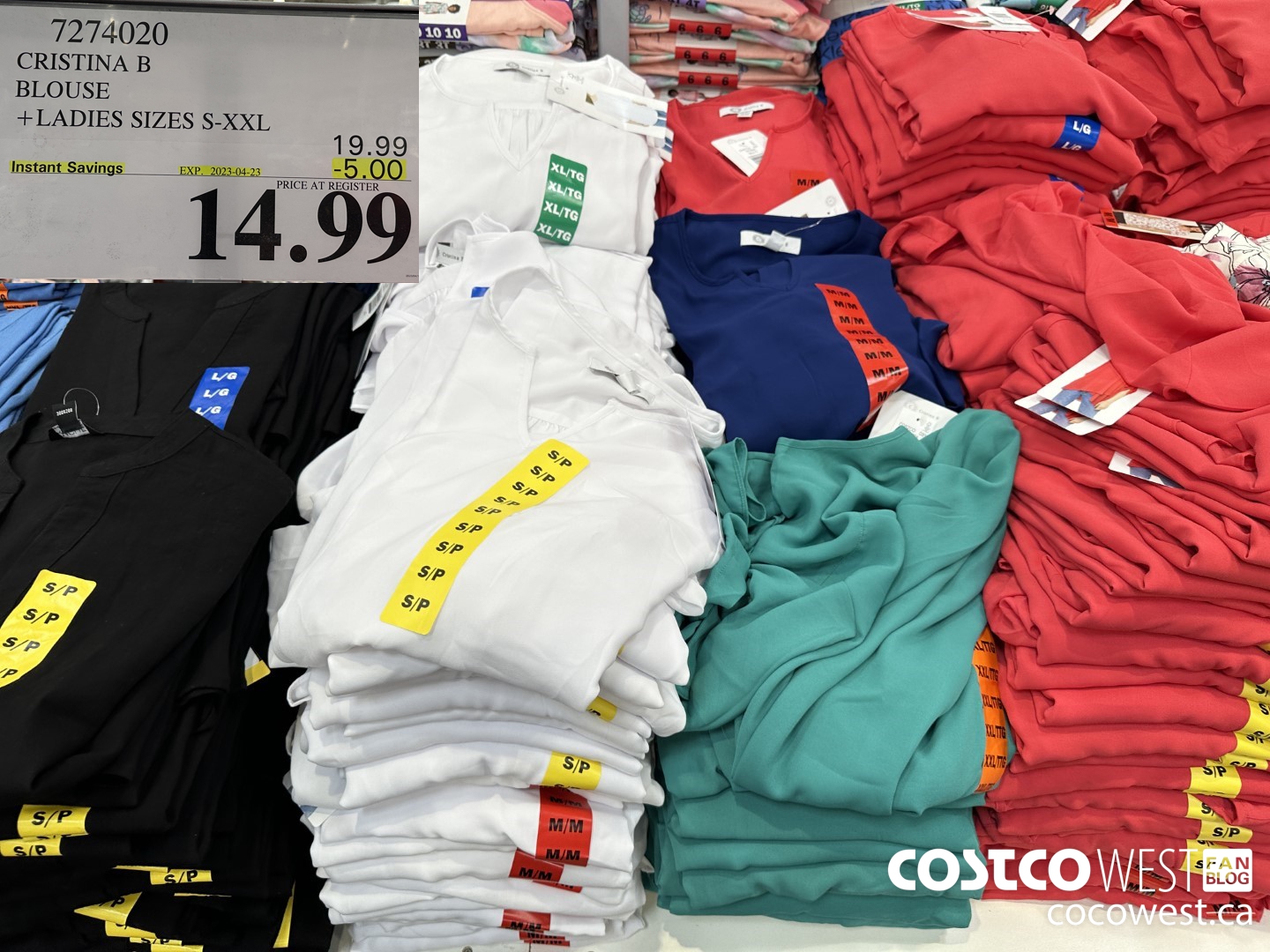 7274020 CRISTINA B BLOUSE LADIES SIZES S-XXL ($5.00 INSTANT SAVINGS EXPIRES ON 2023-04-23) $14.99