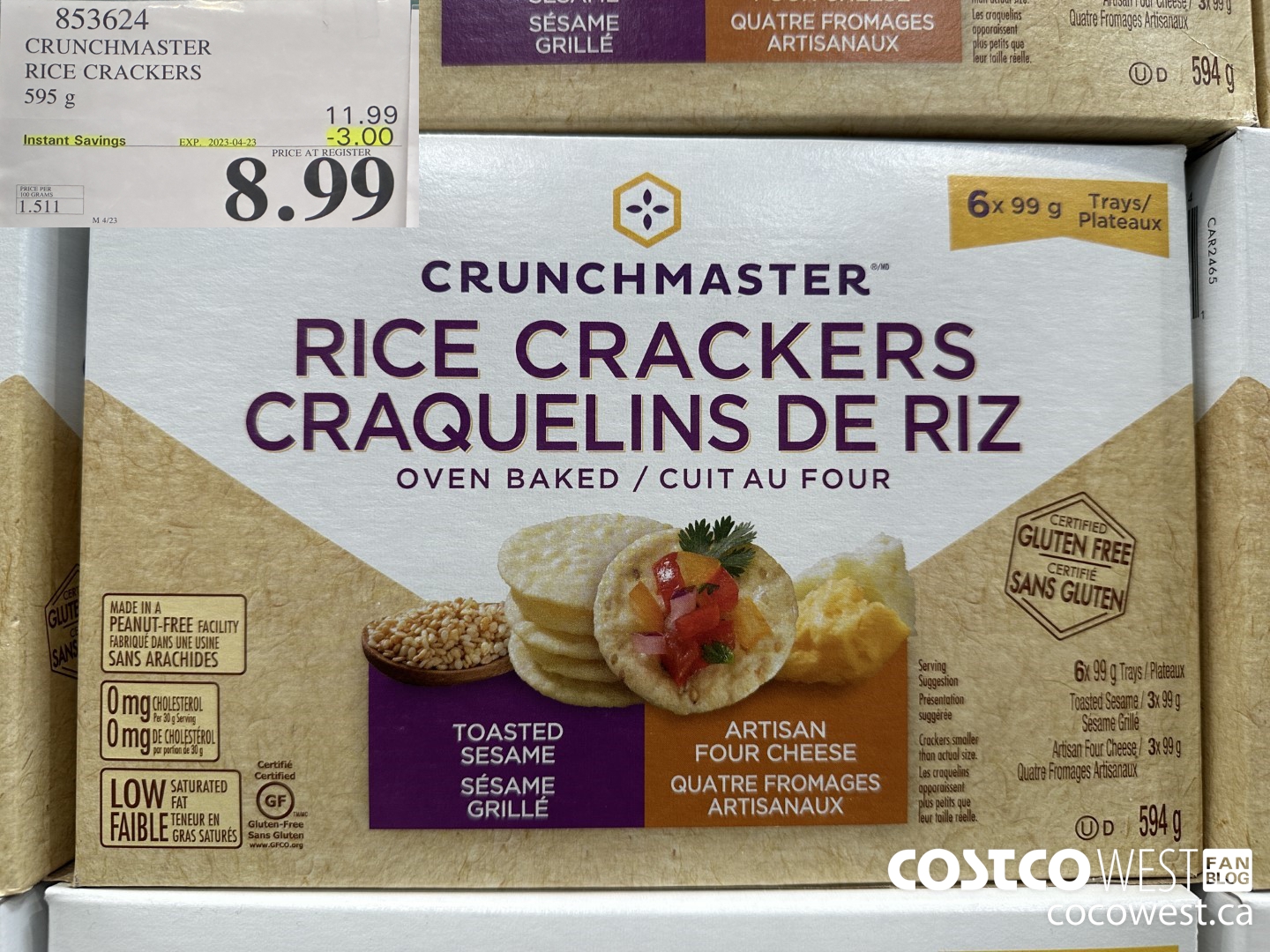 853624 CRUNCHMASTER RICE CRACKERS 595 g ($3.00 INSTANT SAVINGS EXPIRES ON 2023-04-23) $8.99