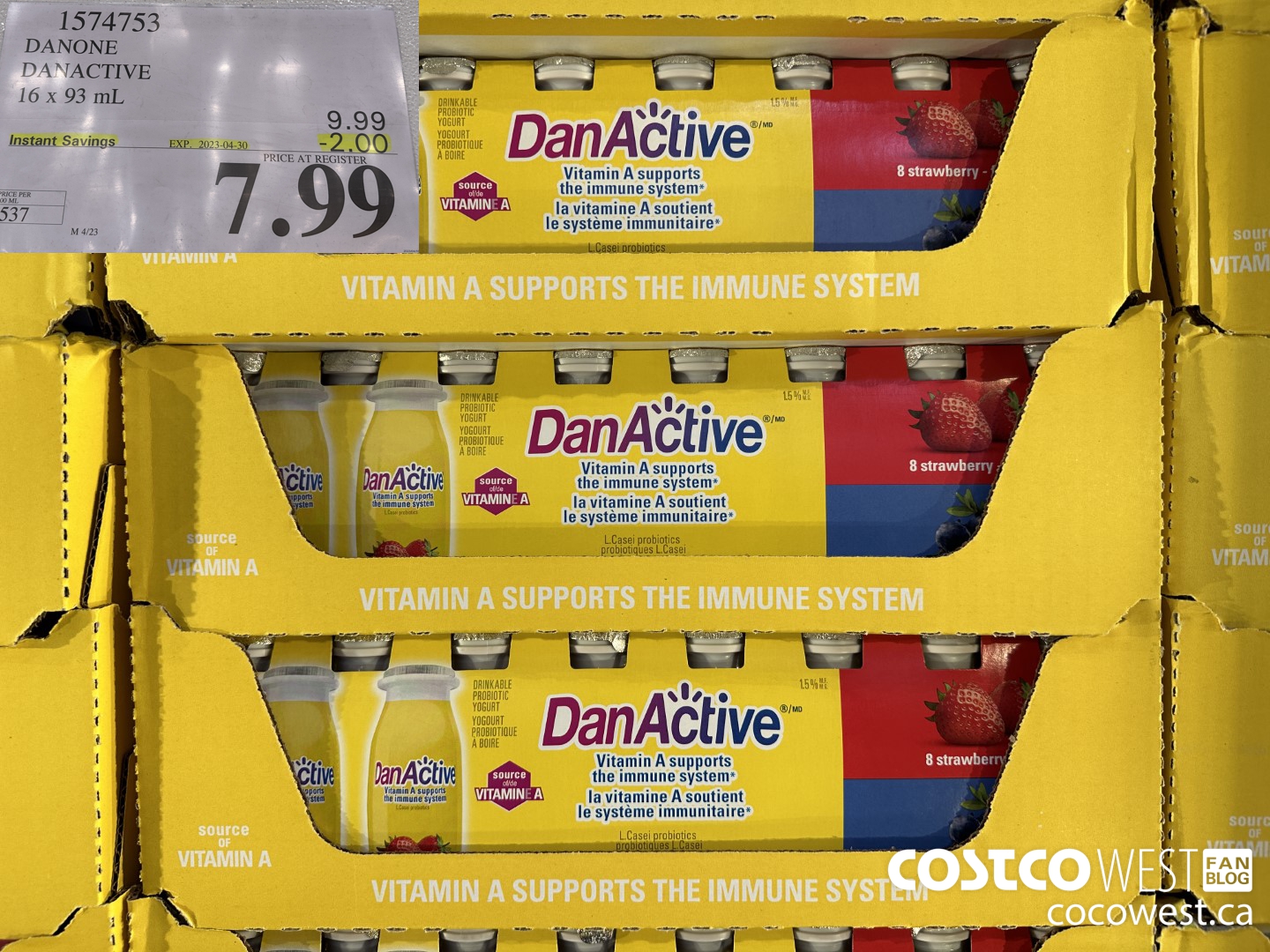 1574753 DANONE DANACTIVE 16 x 93 mL ($2.00 INSTANT SAVINGS EXPIRES ON 2023-04-30) $7.99