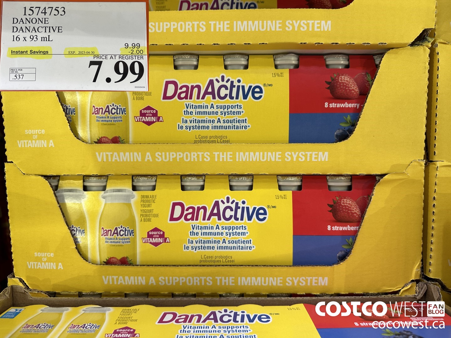 1574753 DANONE DANACTIVE 16 x 93 mL ($2.00 INSTANT SAVINGS EXPIRES ON 2023-04-30) $7.99